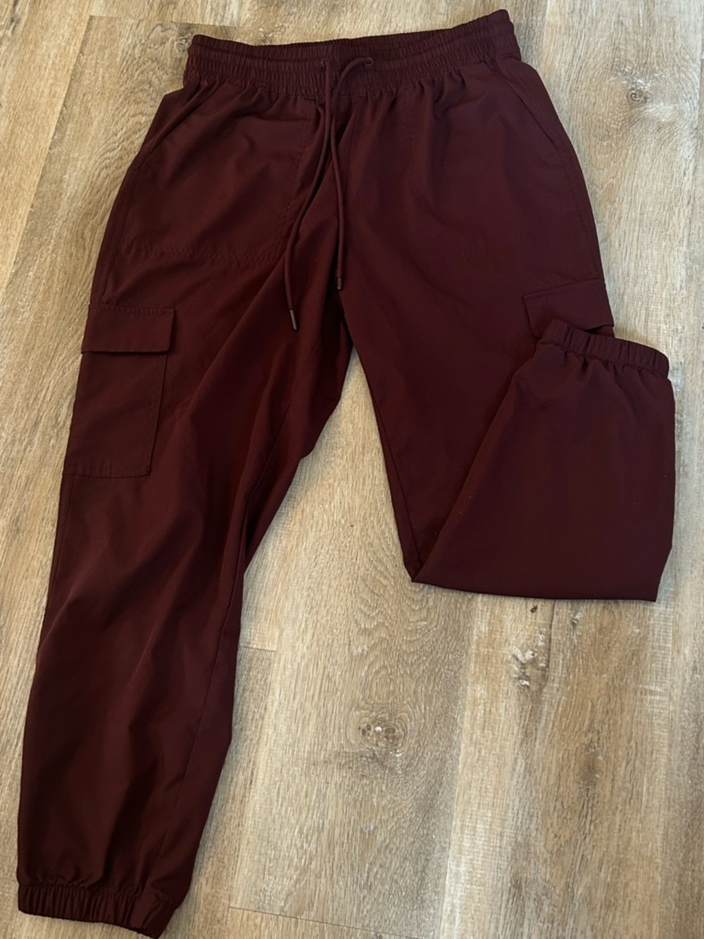 Water-Resistant Cargo Joggers - Maroon / Burgundy - Size M